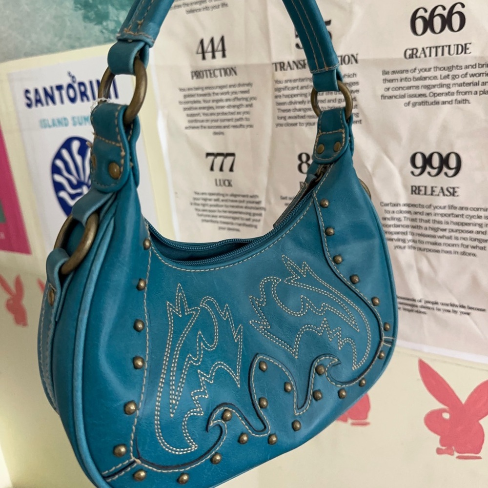 Vintage turquoise, cowboy styled bag